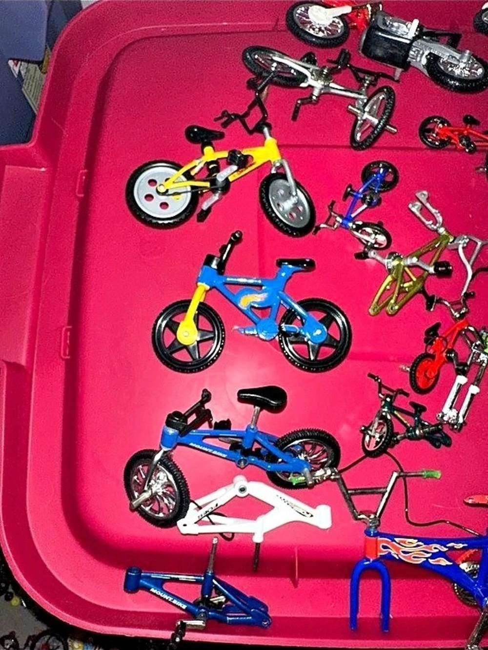 Large vintage lot of miniature BMX bikes, freestyle bikes, dirt bikes, motorcycl